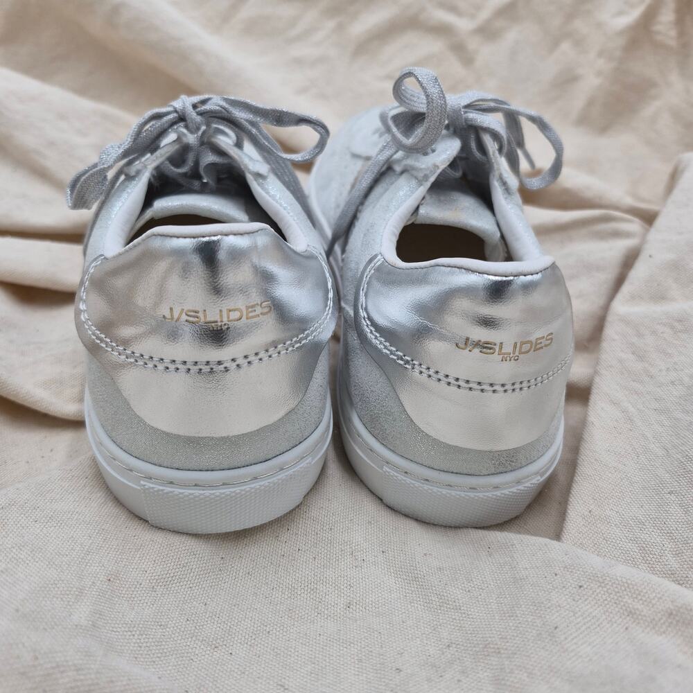 NEW J/SLIDES Taylor silver metallic sneakers Womens size 7 - Picture 4 of 6